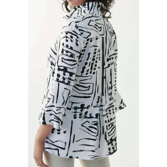 NEW JOSEPH RIBKOFF graphic print black & white blouse in black and white - Picture 3 of 3